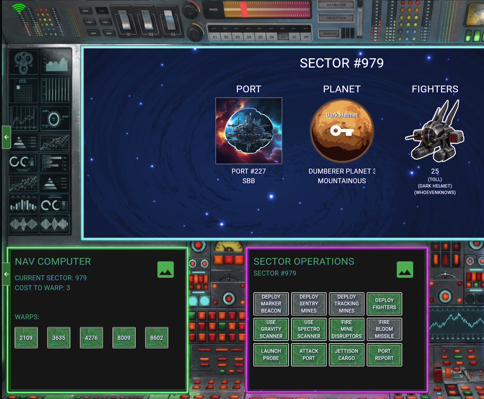 Sectorum modern graphical sector interface — Flutter web UI showing the galaxy sector display